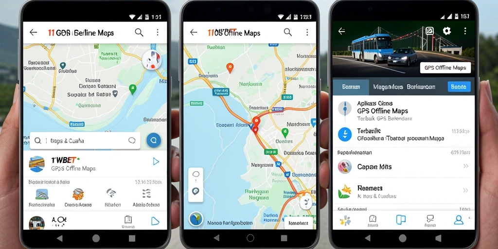 Antarmuka aplikasi GPS Offline Maps 11WBET yang mudah digunakan.