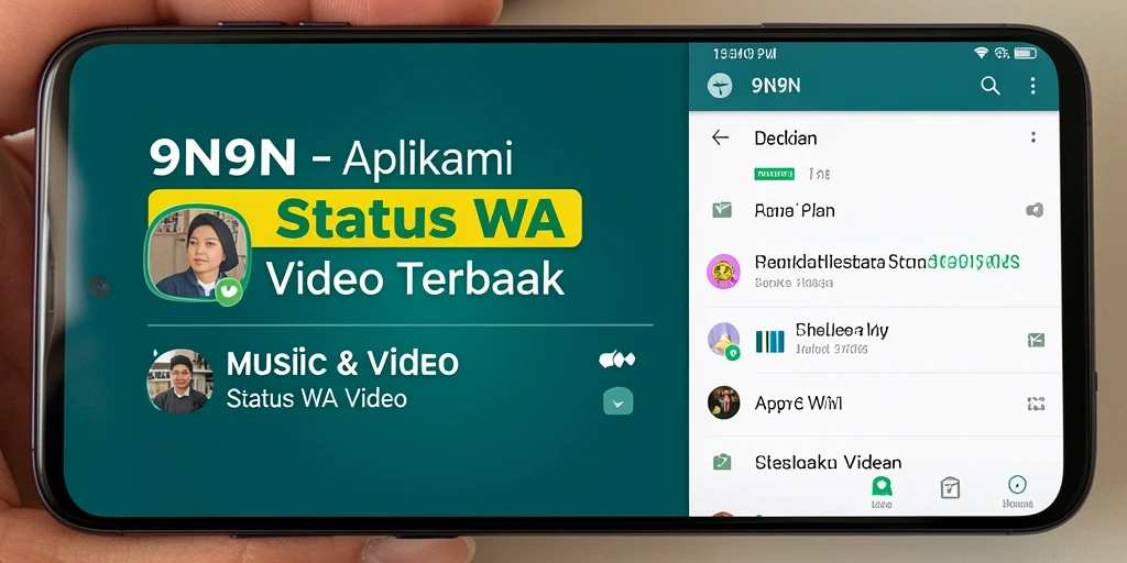 Antarmuka aplikasi 9N9N yang menampilkan koleksi Status WA Video.