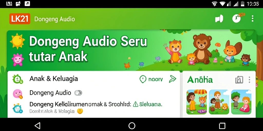 Tampilan antarmuka aplikasi LK21 yang user-friendly dan menarik untuk anak-anak.