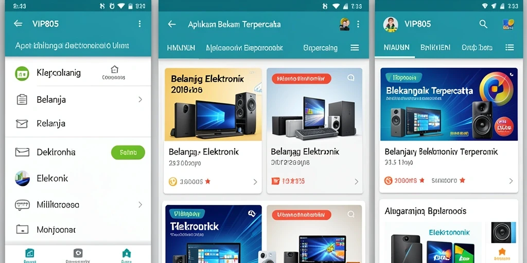 Screenshot antarmuka VIP805 menampilkan fitur belanja elektronik yang mudah digunakan.