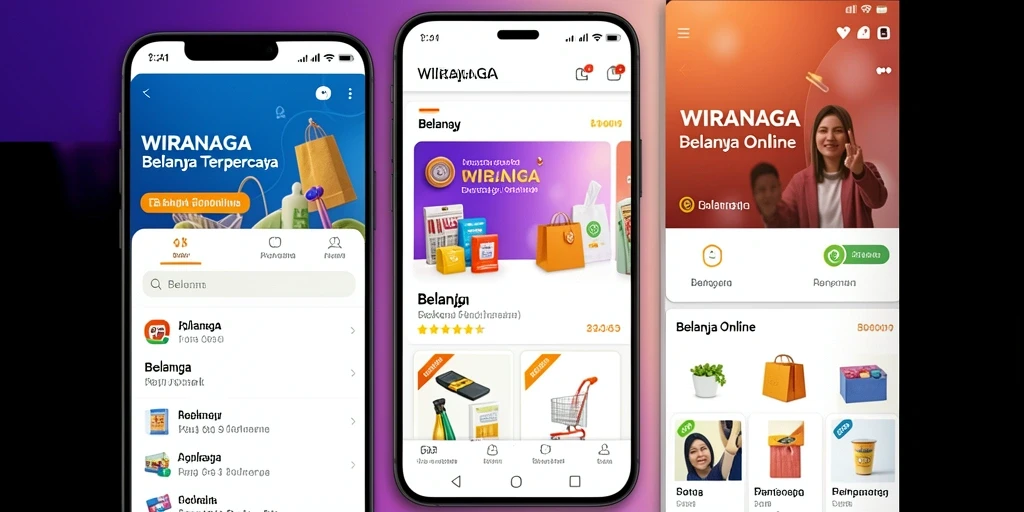 Antarmuka aplikasi WIRANAGA yang memudahkan belanja online.